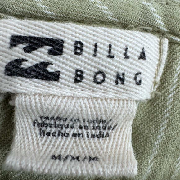 Billabong Beach Striped Olive Green Lightweight Romper Overalls Medium - Picture 7 of 9
